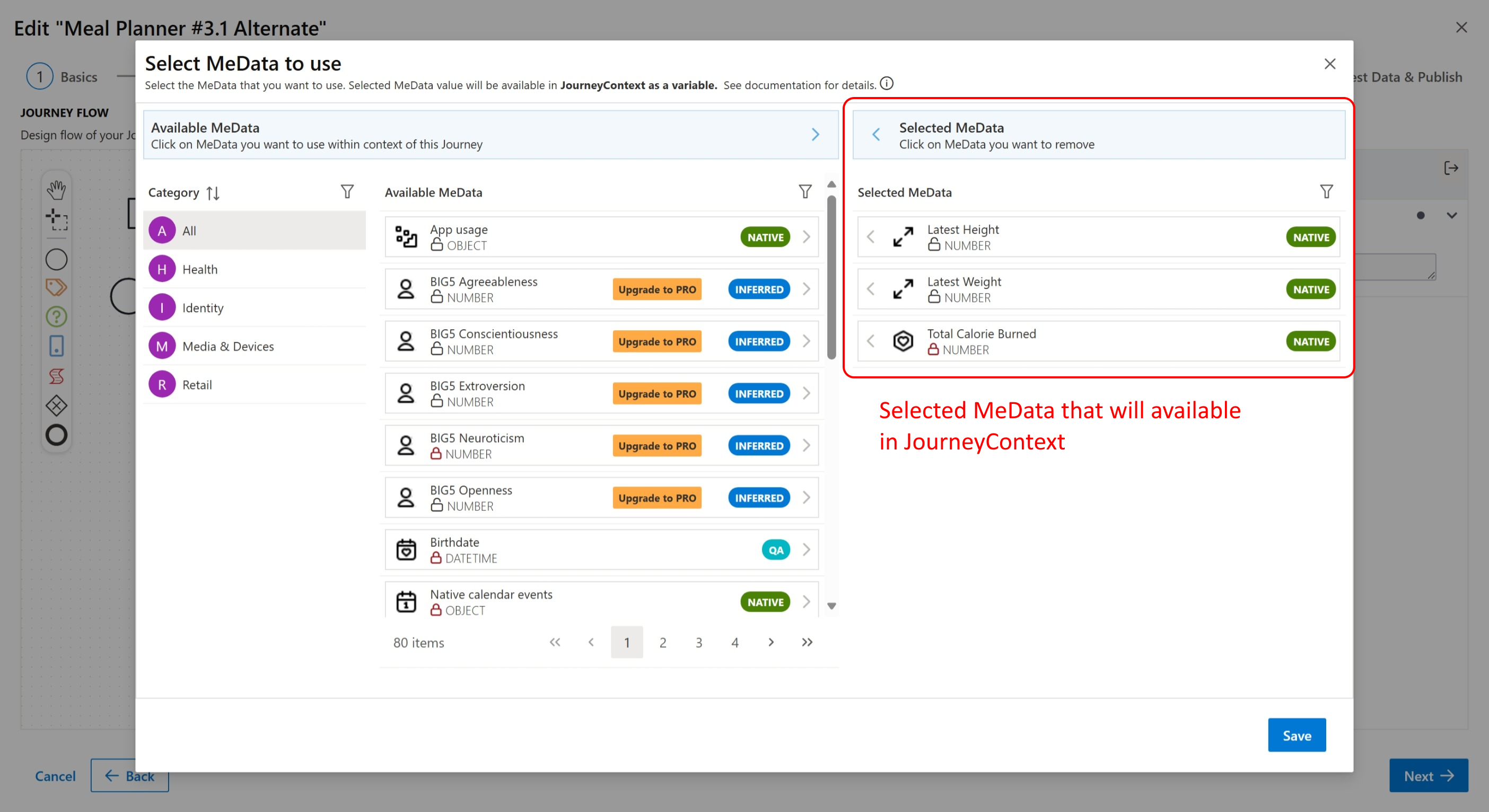 Journey MeData Usage