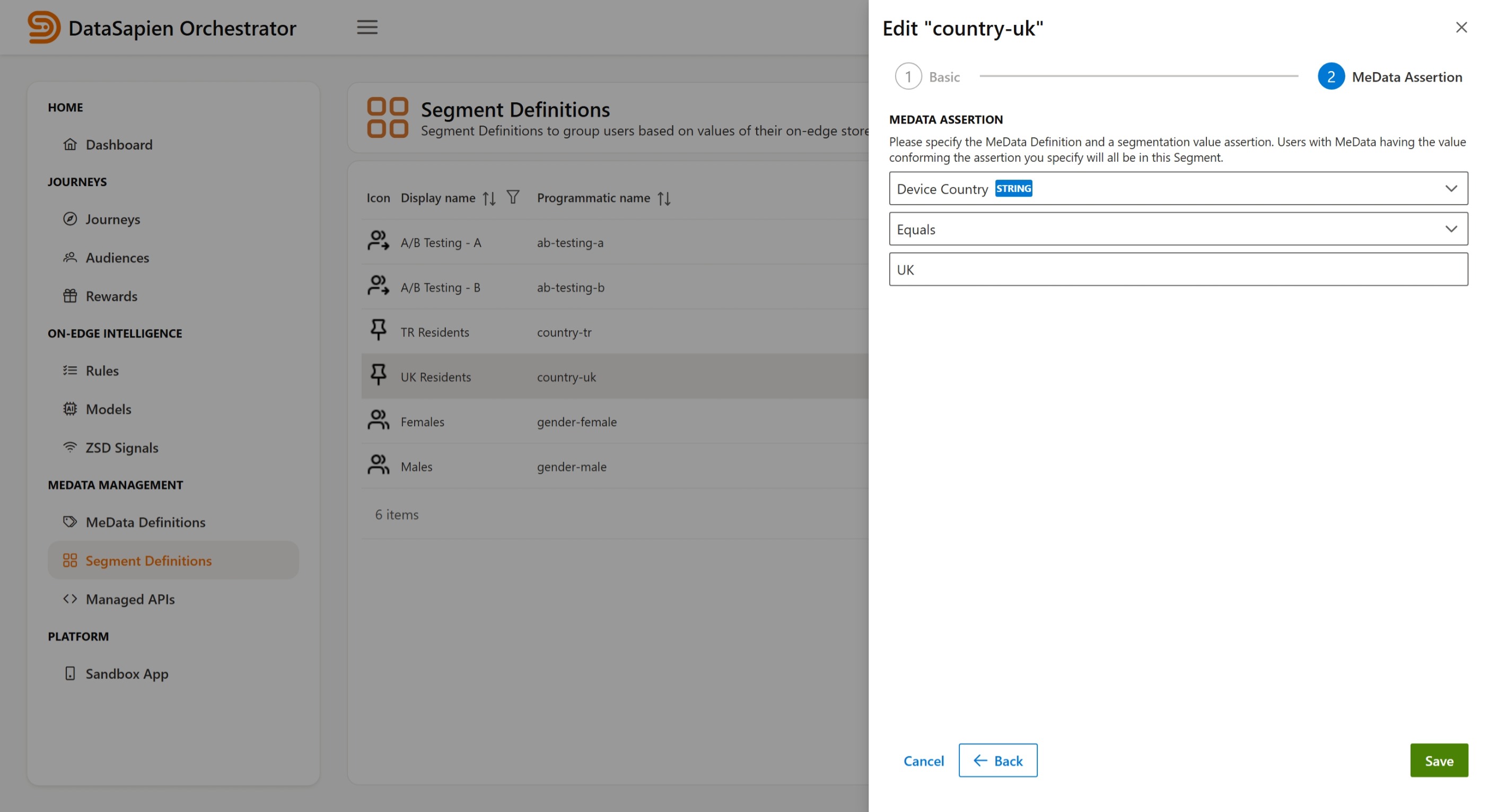 Segment Definition Editor